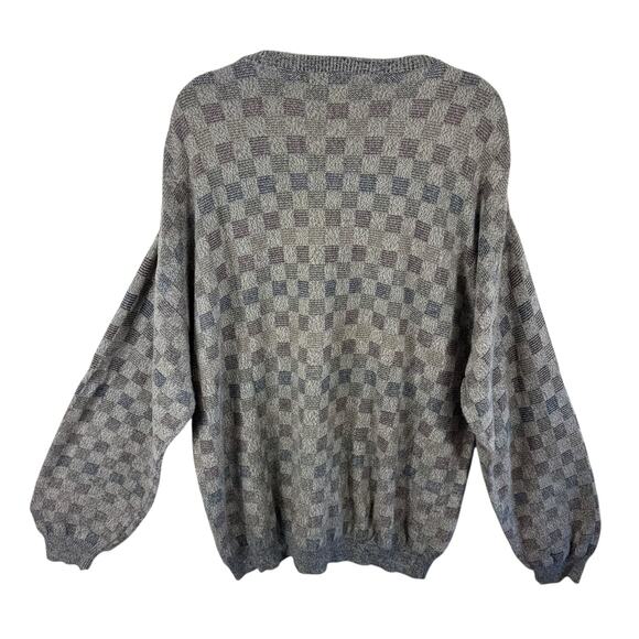 Joseph & Feiss International Vintage Cotton Checkered Pullover Sweater Men's XXL - Picture 2 of 5